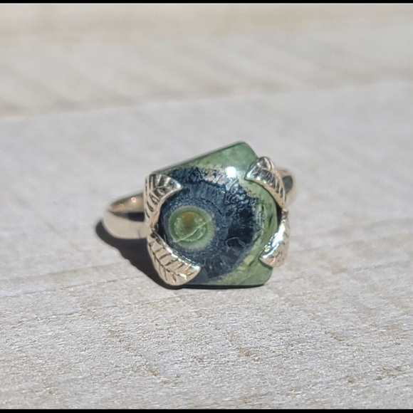 Jewelry - 🌿Star Galaxy Jasper 925 Sterling Silver Leaf Ring